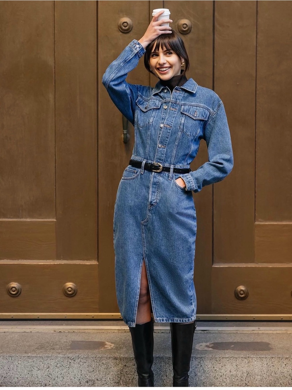 Favorite Daughter Classic Indigo Denim Midi Dress